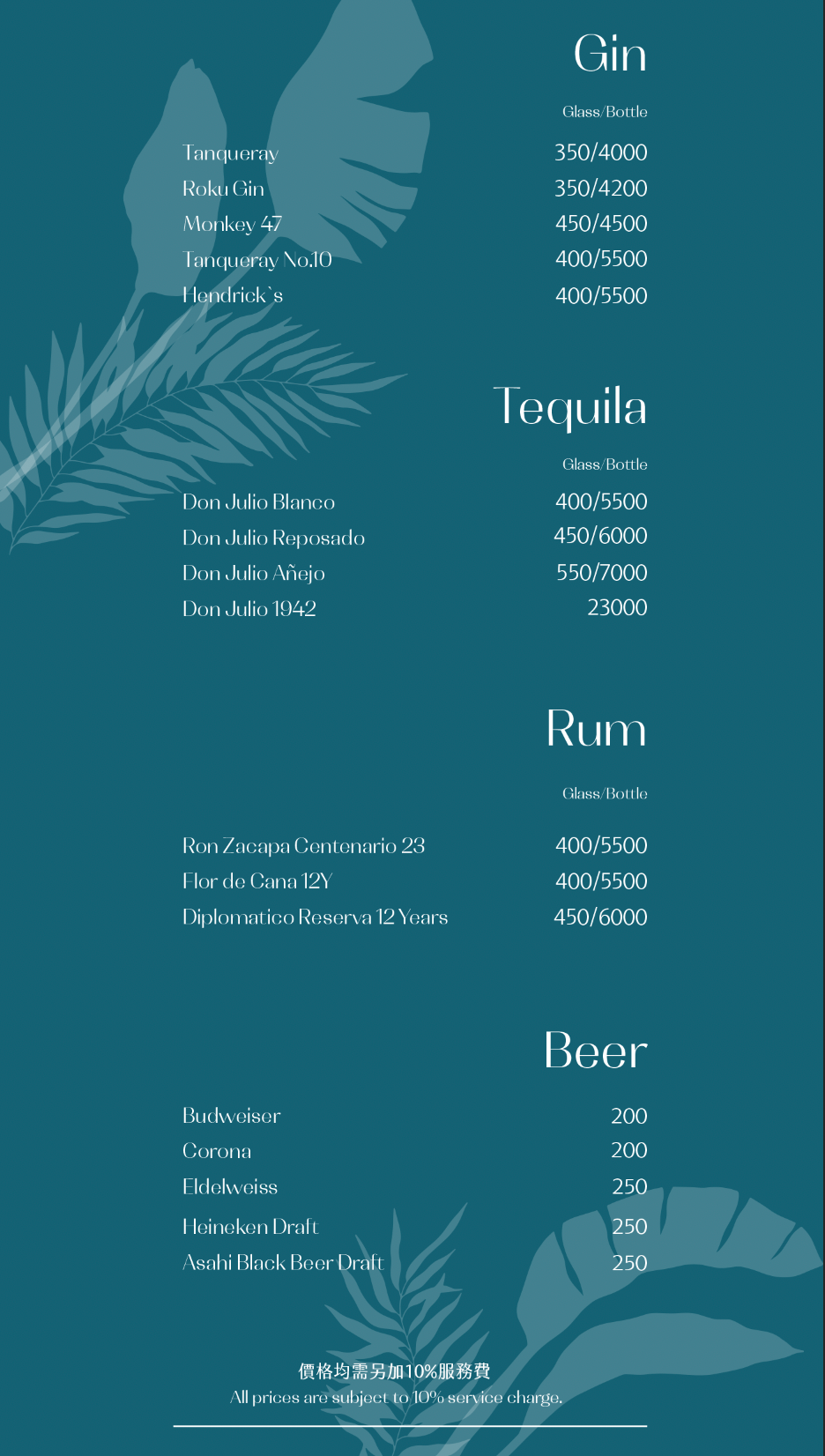 flare taipei 信義區餐酒館酒吧 飲品 Gin,Tequila,Rum,Beer